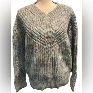 Women’s Wool Blend Oversized Warm Cozy Sweater Blue Tan New size m Club Monaco